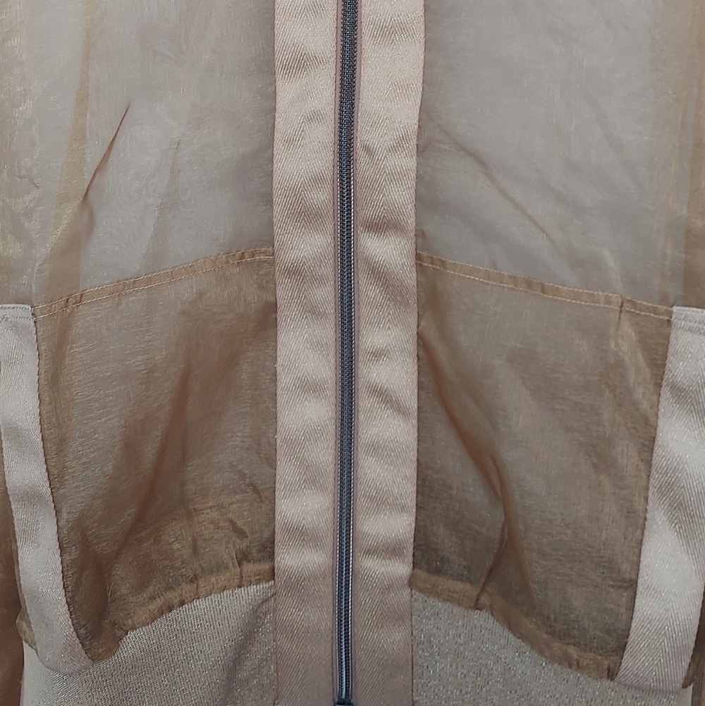 GSTQ Sheer Metallic Gold Jacket Womens Size 3X NWT Travel Vacation Office Preppy - Picture 4 of 16